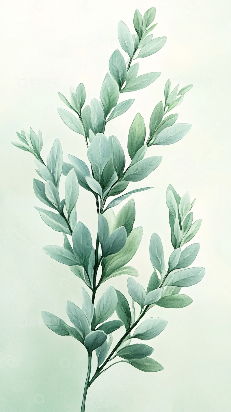 高清大图下载【趣麦麦图】清新绿植插画背景图