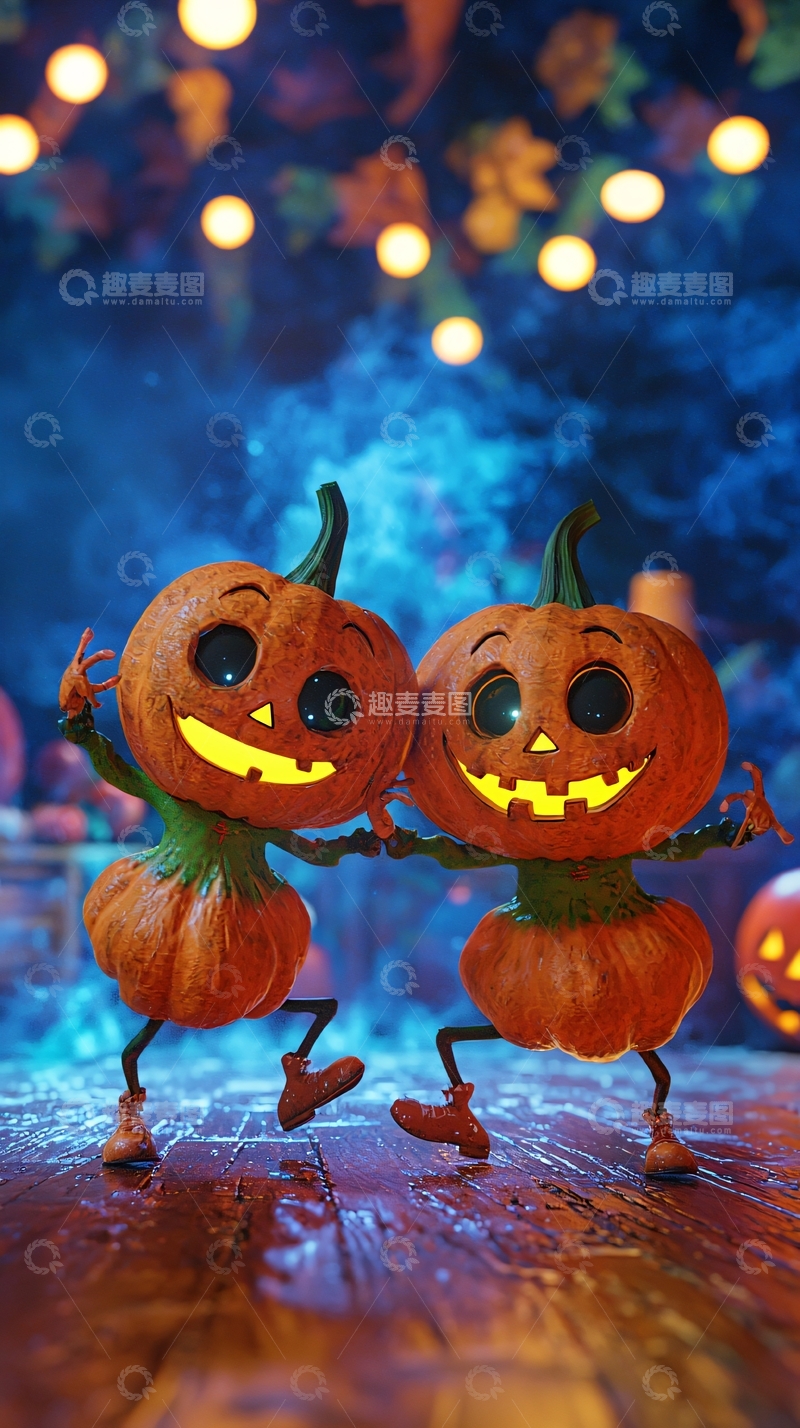 高清大图下载【趣麦麦图】万圣节南瓜灯跳舞场景
