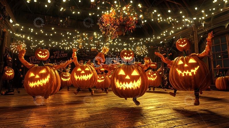 高清大图下载【趣麦麦图】万圣节南瓜灯舞会