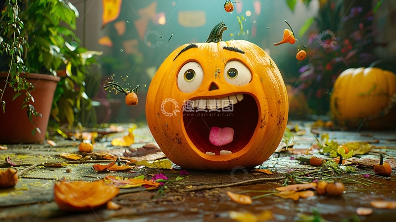 高清大图下载【趣麦麦图】万圣节南瓜灯与糖果