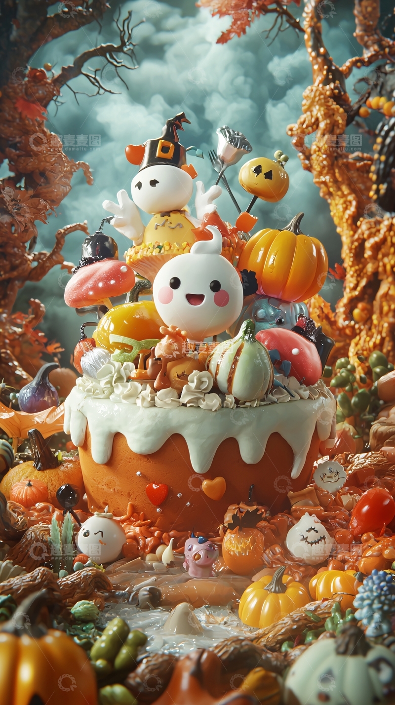 高清大图下载【趣麦麦图】万圣节主题蛋糕装饰素材