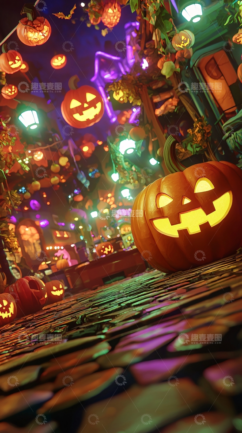 高清大图下载【趣麦麦图】万圣节南瓜灯装饰场景