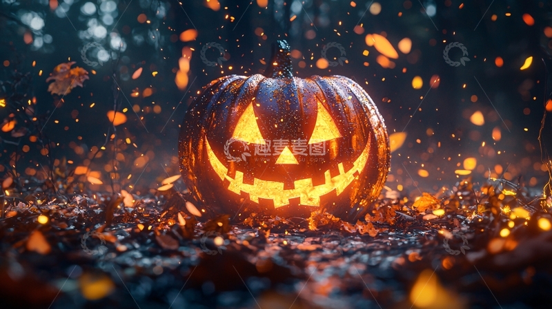 高清大图下载【趣麦麦图】万圣节南瓜灯夜景