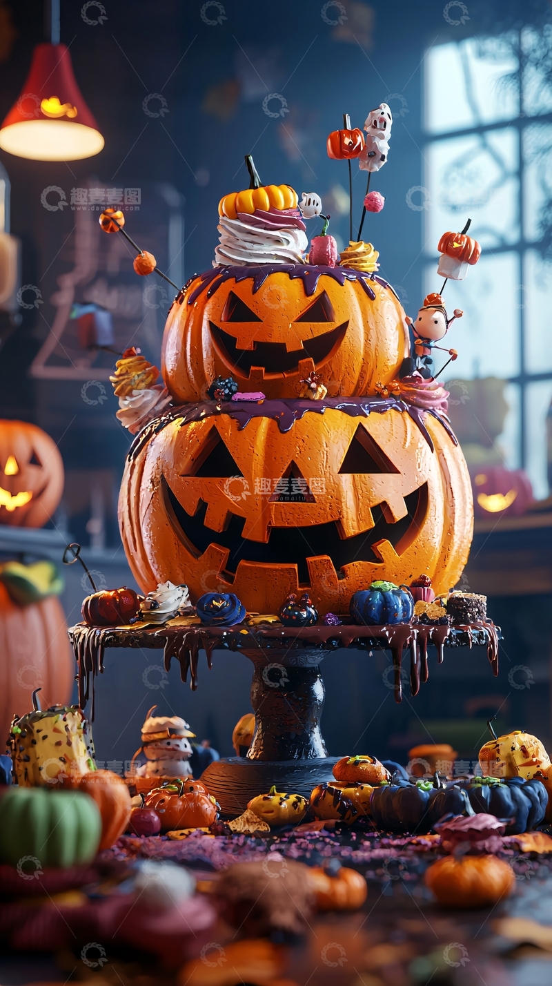 高清大图下载【趣麦麦图】万圣节南瓜蛋糕装饰创意设计