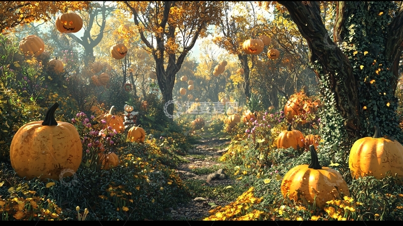 高清大图下载【趣麦麦图】秋日南瓜森林