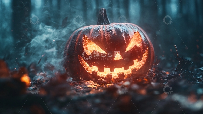 高清大图下载【趣麦麦图】万圣节南瓜灯夜景
