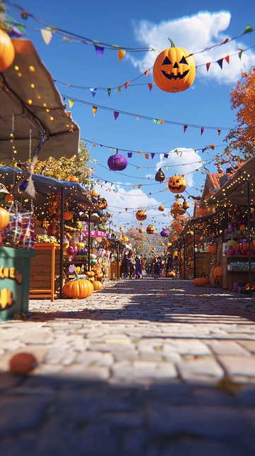 万圣节市场装饰场景