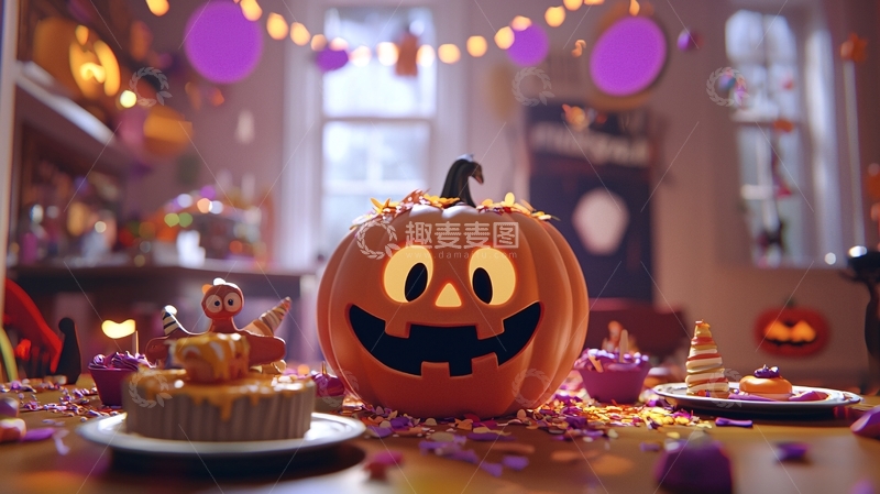 高清大图下载【趣麦麦图】万圣节派对主题装饰场景