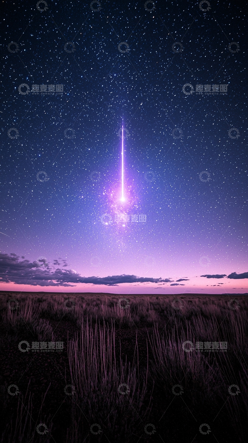 高清大图下载【趣麦麦图】夜空流星草原风景