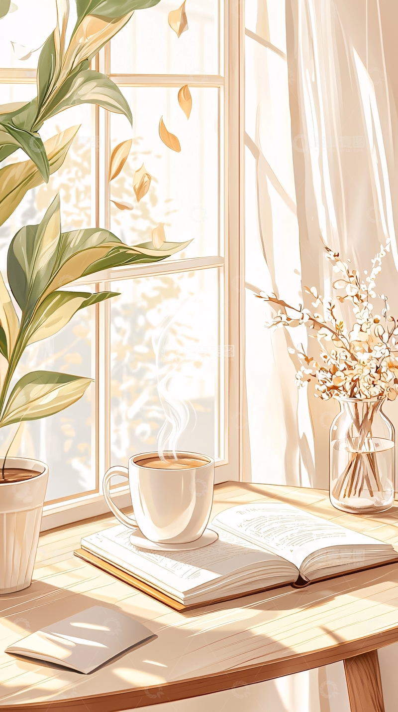 高清大图下载【趣麦麦图】阳光窗边的阅读时光