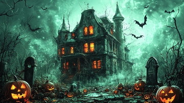 万圣节鬼屋与南瓜灯