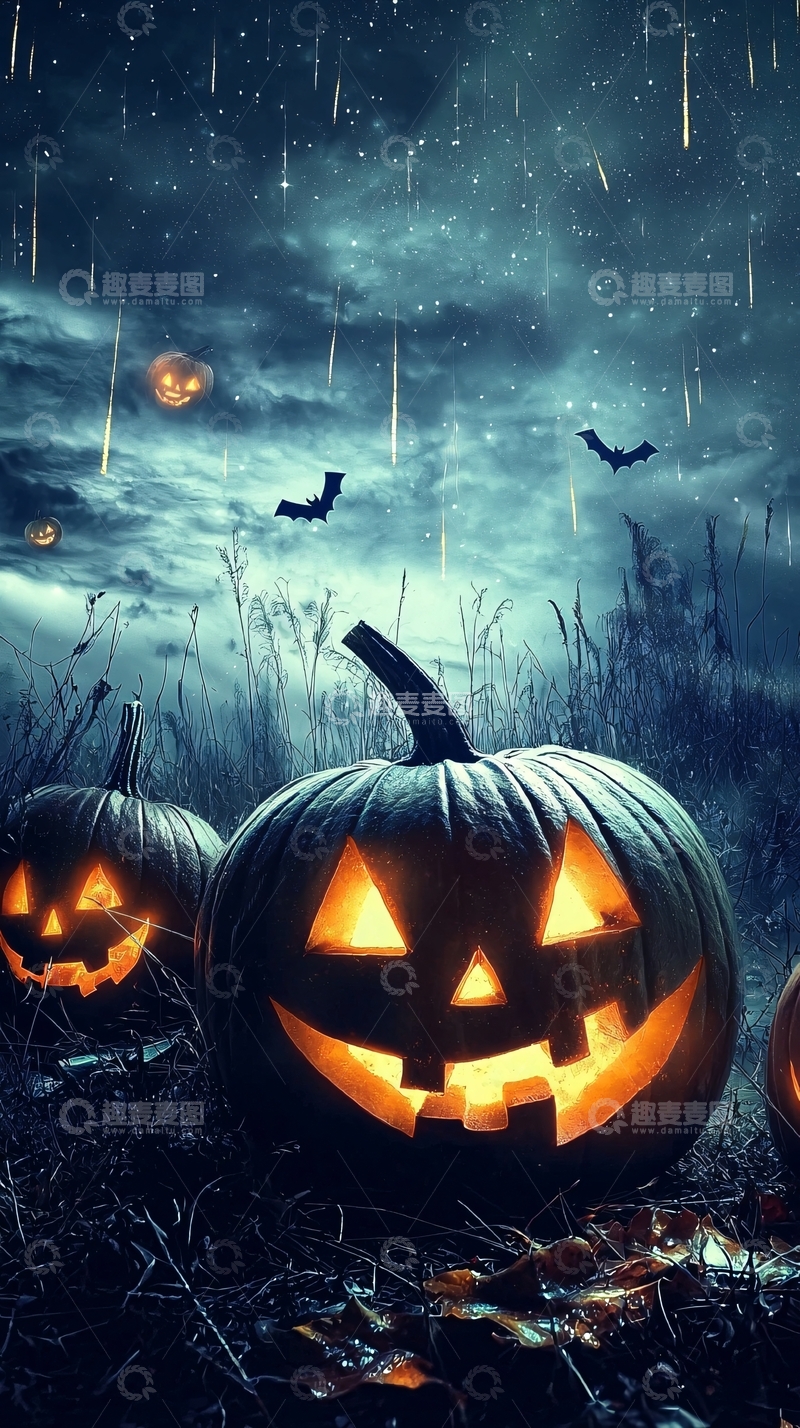 高清大图下载【趣麦麦图】万圣节南瓜夜景