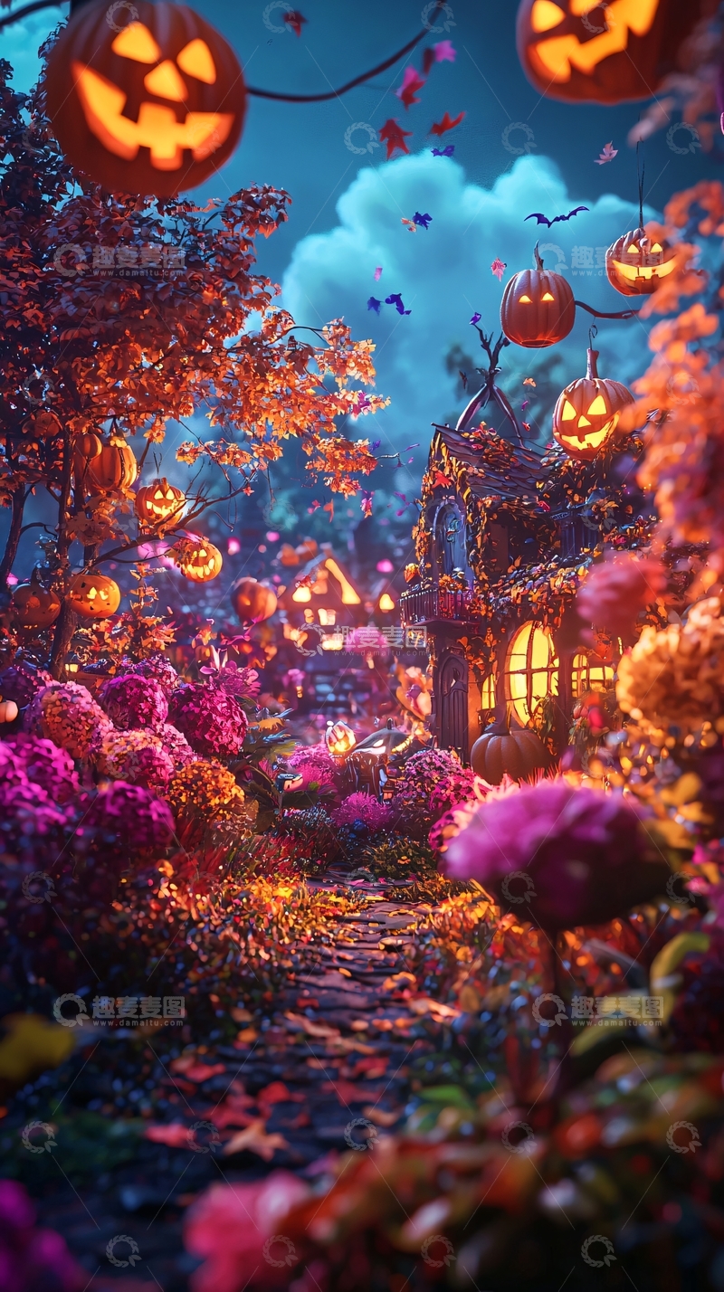 高清大图下载【趣麦麦图】万圣节主题梦幻花园