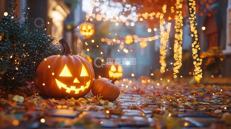 高清大图下载【趣麦麦图】万圣节南瓜灯装饰场景
