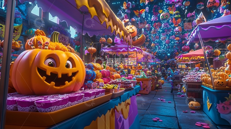 高清大图下载【趣麦麦图】万圣节糖果市场