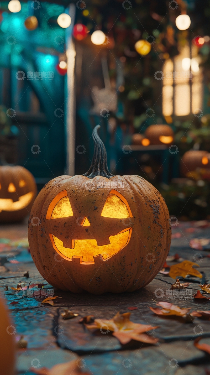 高清大图下载【趣麦麦图】万圣节南瓜灯夜景