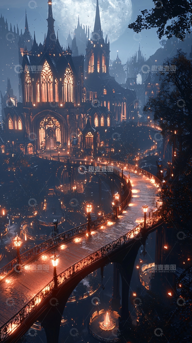 高清大图下载【趣麦麦图】梦幻城堡夜景