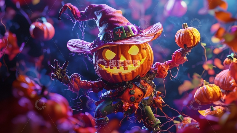 高清大图下载【趣麦麦图】万圣节南瓜巫师