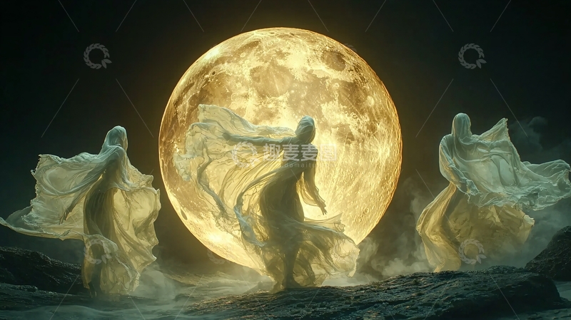 高清大图下载【趣麦麦图】月光下的神秘舞者
