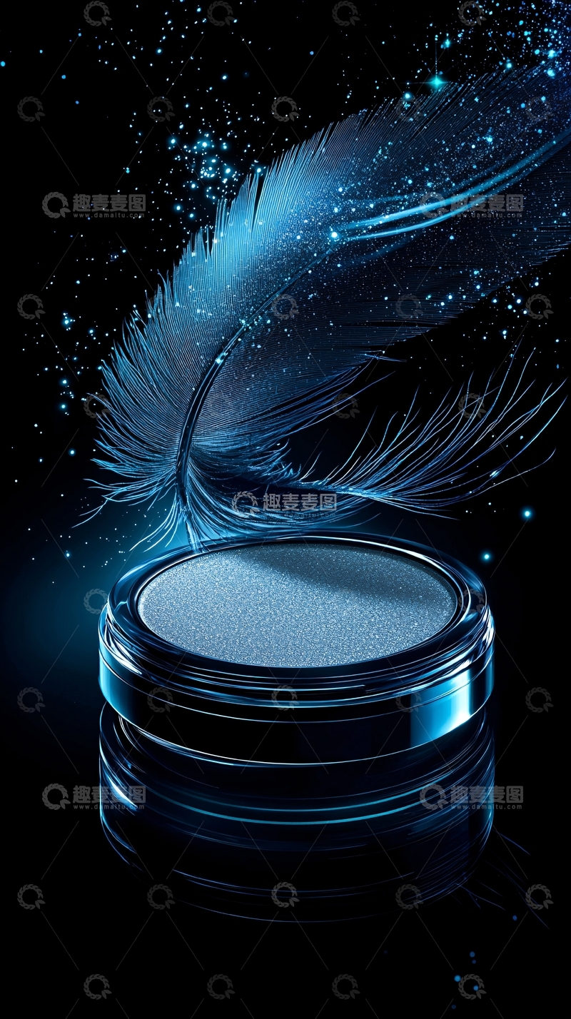 高清大图下载【趣麦麦图】漂浮眉粉盒与羽毛旋转