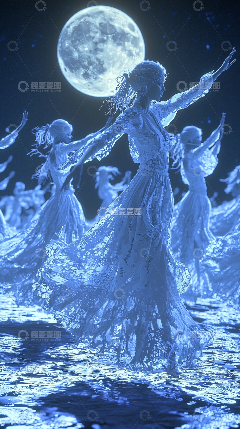 高清大图下载【趣麦麦图】月光下的舞者