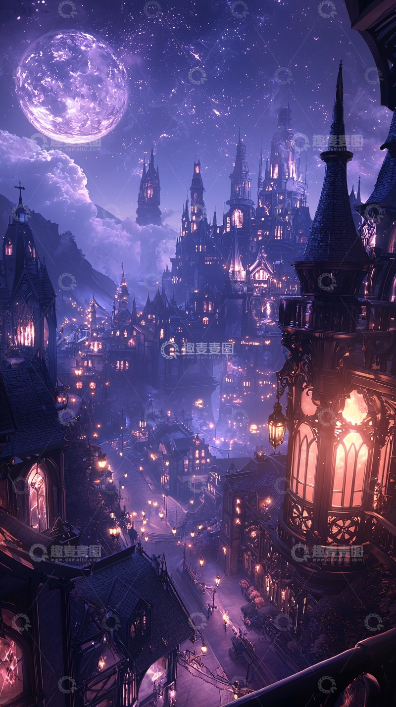 高清大图下载【趣麦麦图】梦幻城堡夜景