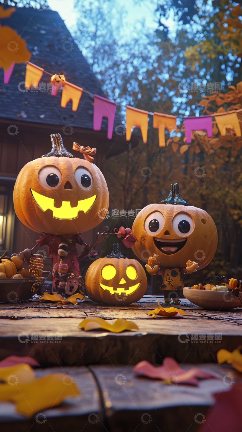 高清大图下载【趣麦麦图】万圣节南瓜灯装饰场景