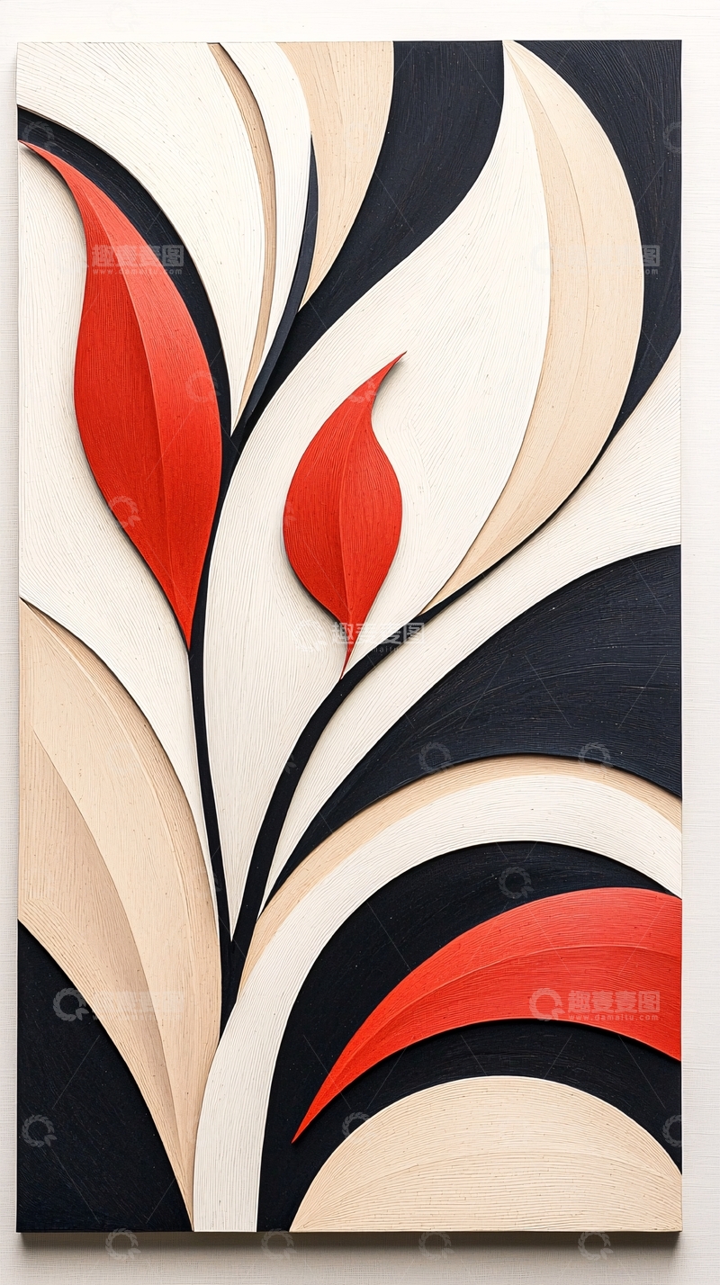 高清大图下载【趣麦麦图】抽象艺术风格的木质拼接画