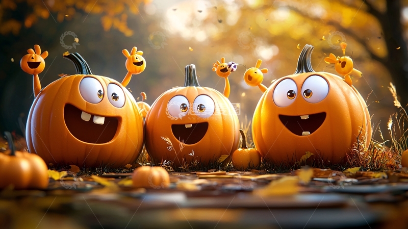 高清大图下载【趣麦麦图】万圣节南瓜卡通人物