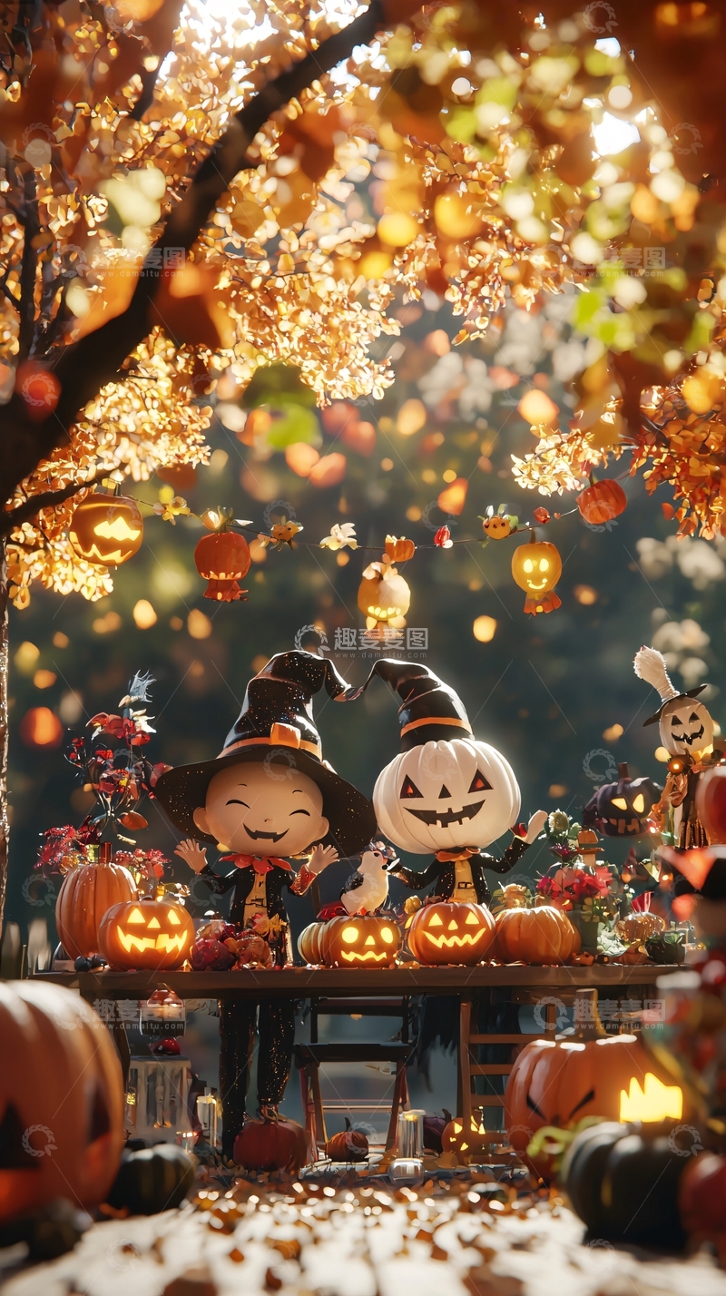 高清大图下载【趣麦麦图】万圣节南瓜灯装饰场景