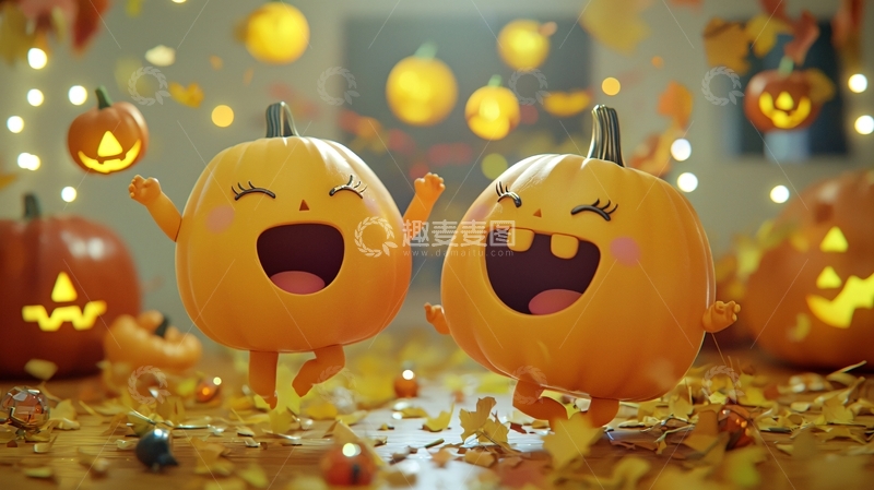 高清大图下载【趣麦麦图】万圣节南瓜灯玩具场景