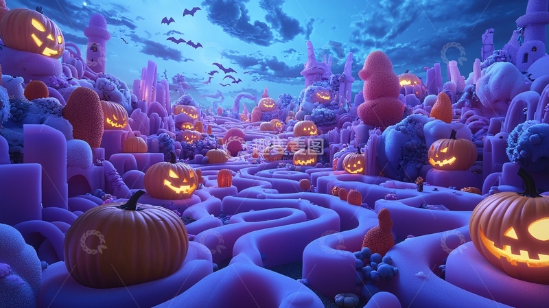 高清大图下载【趣麦麦图】万圣节南瓜迷宫