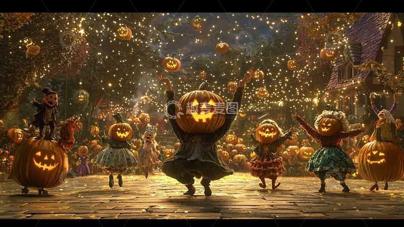 高清大图下载【趣麦麦图】万圣节南瓜灯舞会