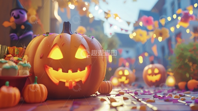 高清大图下载【趣麦麦图】万圣节南瓜灯装饰场景