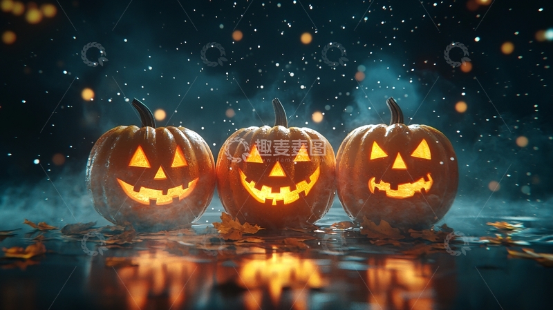 高清大图下载【趣麦麦图】万圣节南瓜灯夜景