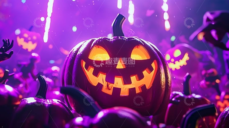 高清大图下载【趣麦麦图】万圣节南瓜灯聚会场景