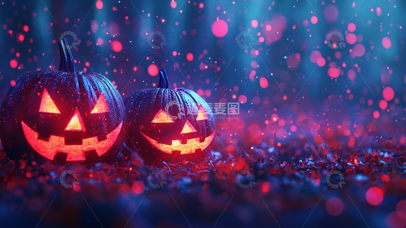 高清大图下载【趣麦麦图】万圣节南瓜灯夜景