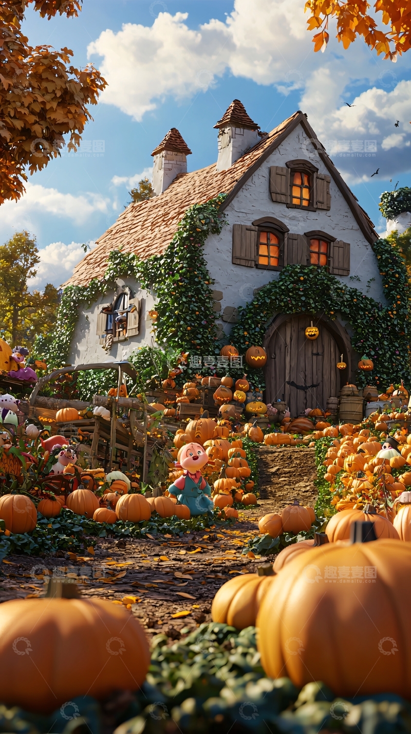 高清大图下载【趣麦麦图】南瓜丰收的童话小屋
