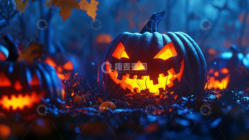 高清大图下载【趣麦麦图】万圣节南瓜灯夜景