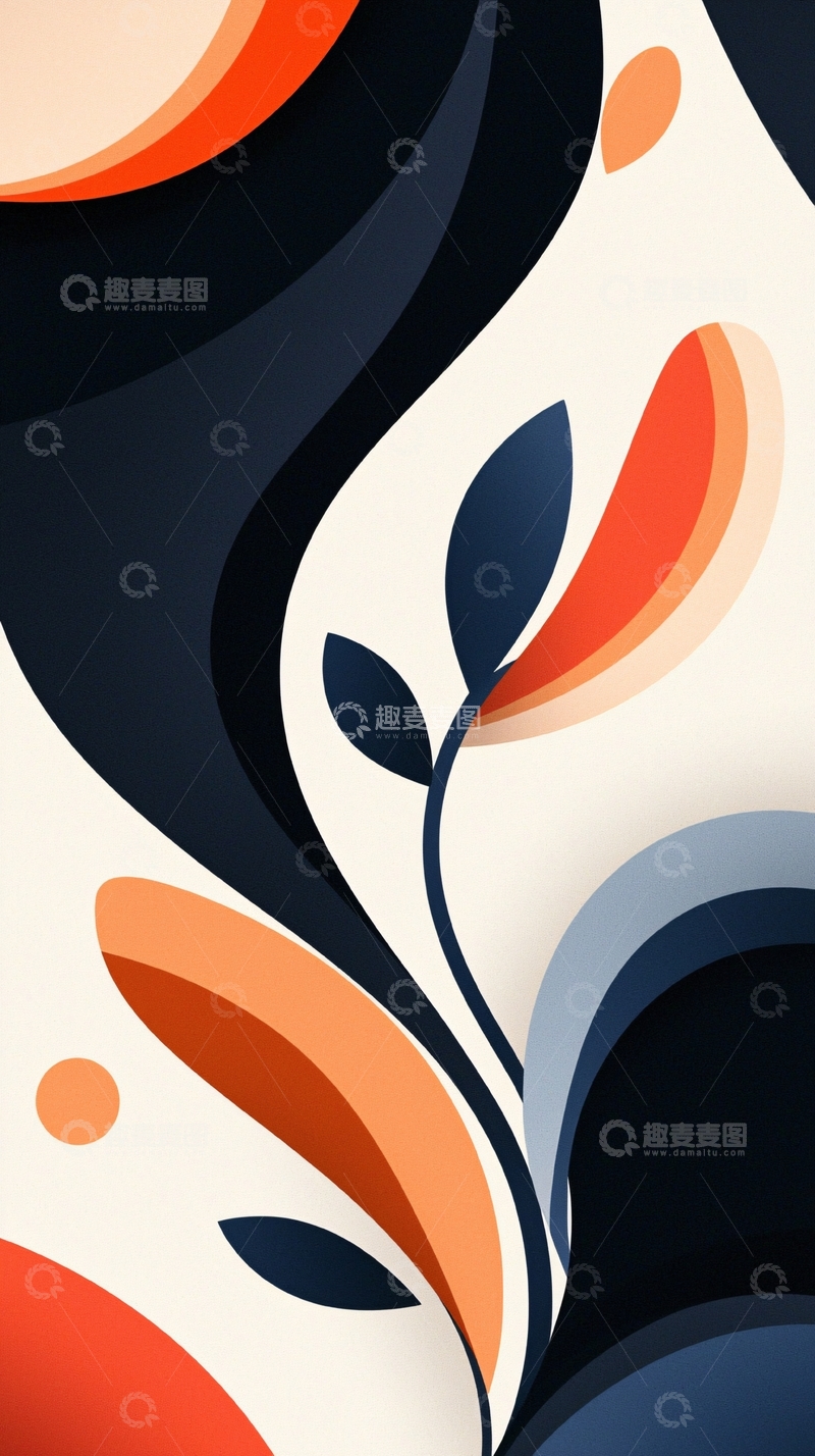 高清大图下载【趣麦麦图】抽象艺术花卉图案背景
