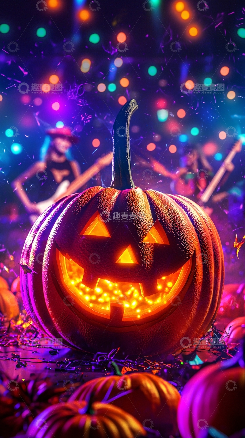 高清大图下载【趣麦麦图】万圣节南瓜灯夜景