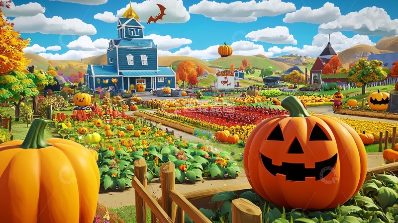 高清大图下载【趣麦麦图】万圣节南瓜农场场景