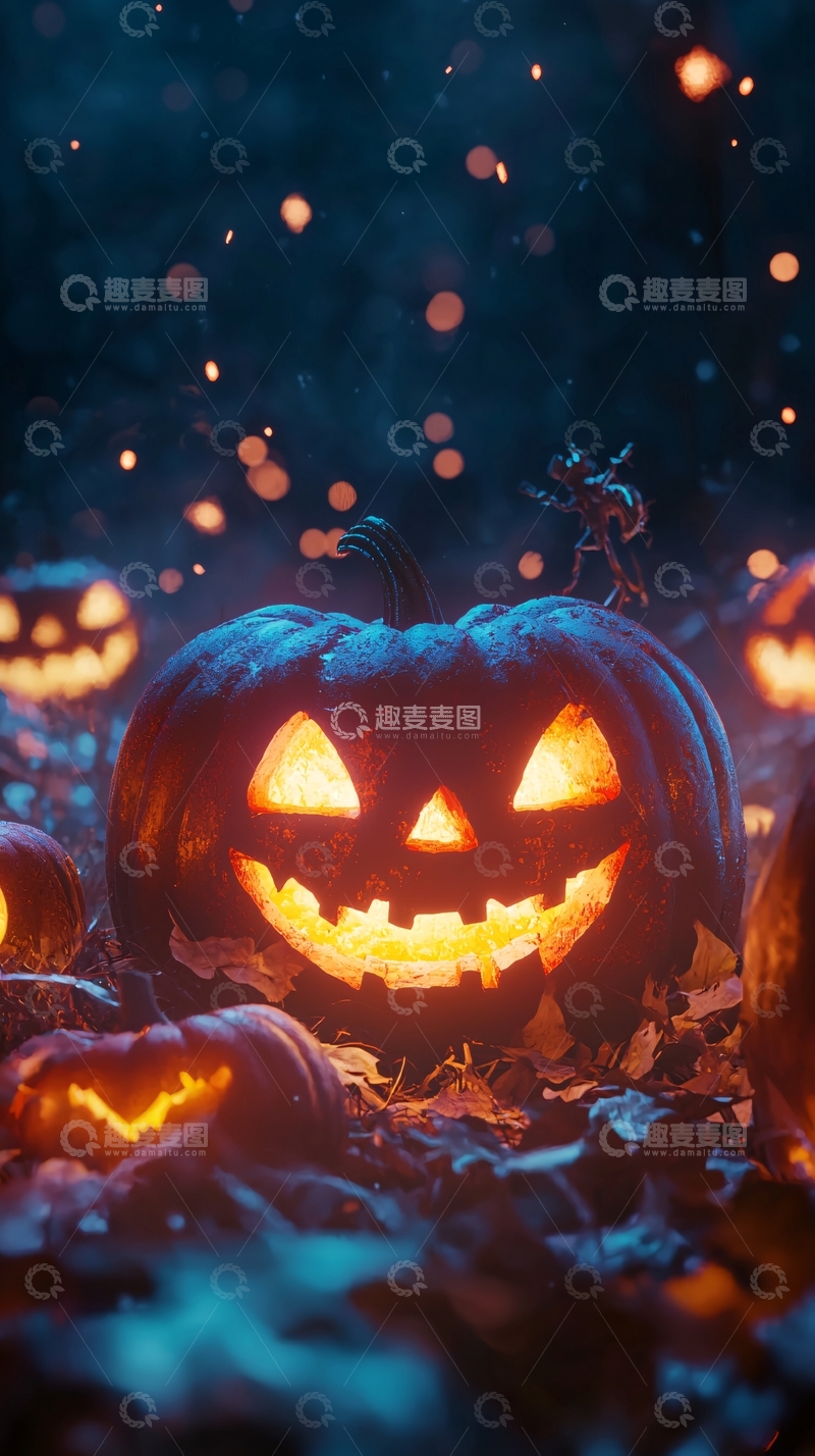 高清大图下载【趣麦麦图】万圣节南瓜灯夜景