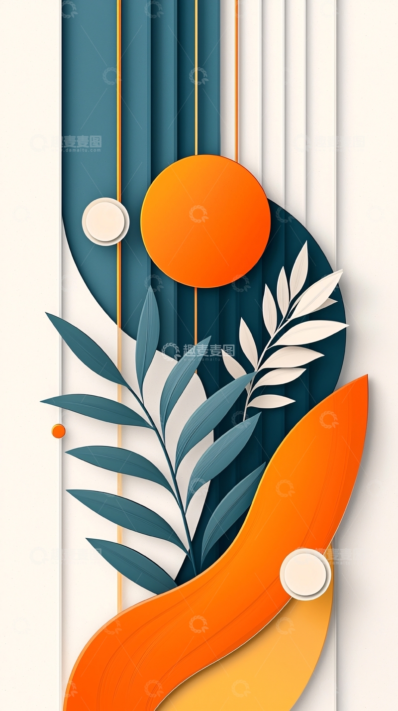 高清大图下载【趣麦麦图】抽象几何花卉背景设计