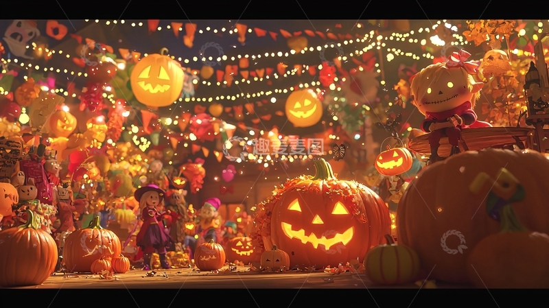 高清大图下载【趣麦麦图】万圣节南瓜灯装饰场景