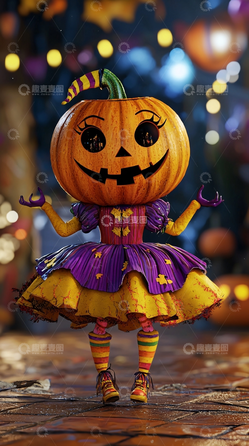 高清大图下载【趣麦麦图】万圣节南瓜女巫装扮