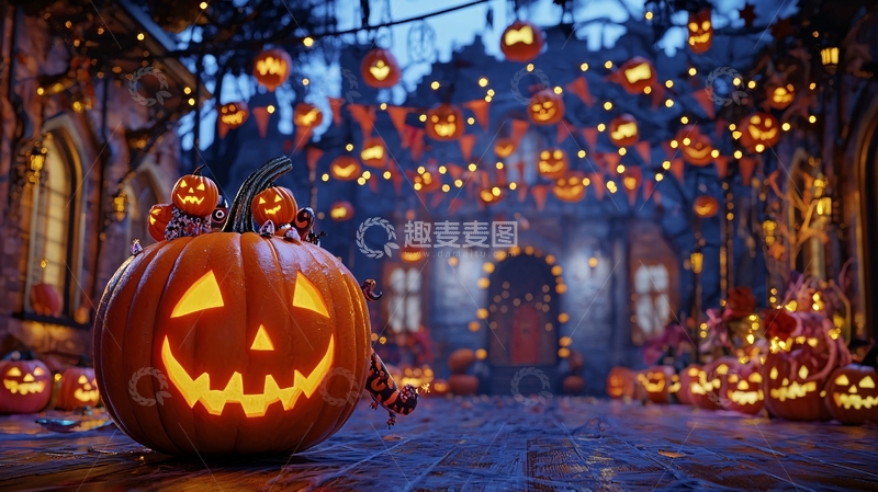 高清大图下载【趣麦麦图】万圣节南瓜灯装饰场景