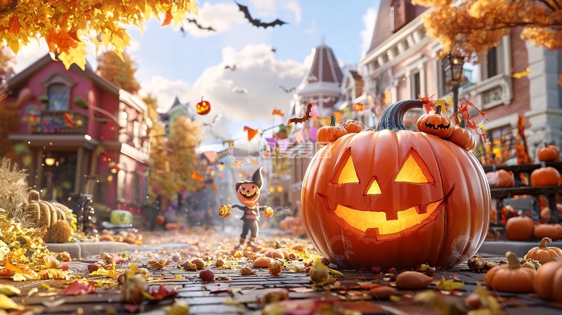 高清大图下载【趣麦麦图】万圣节南瓜街景