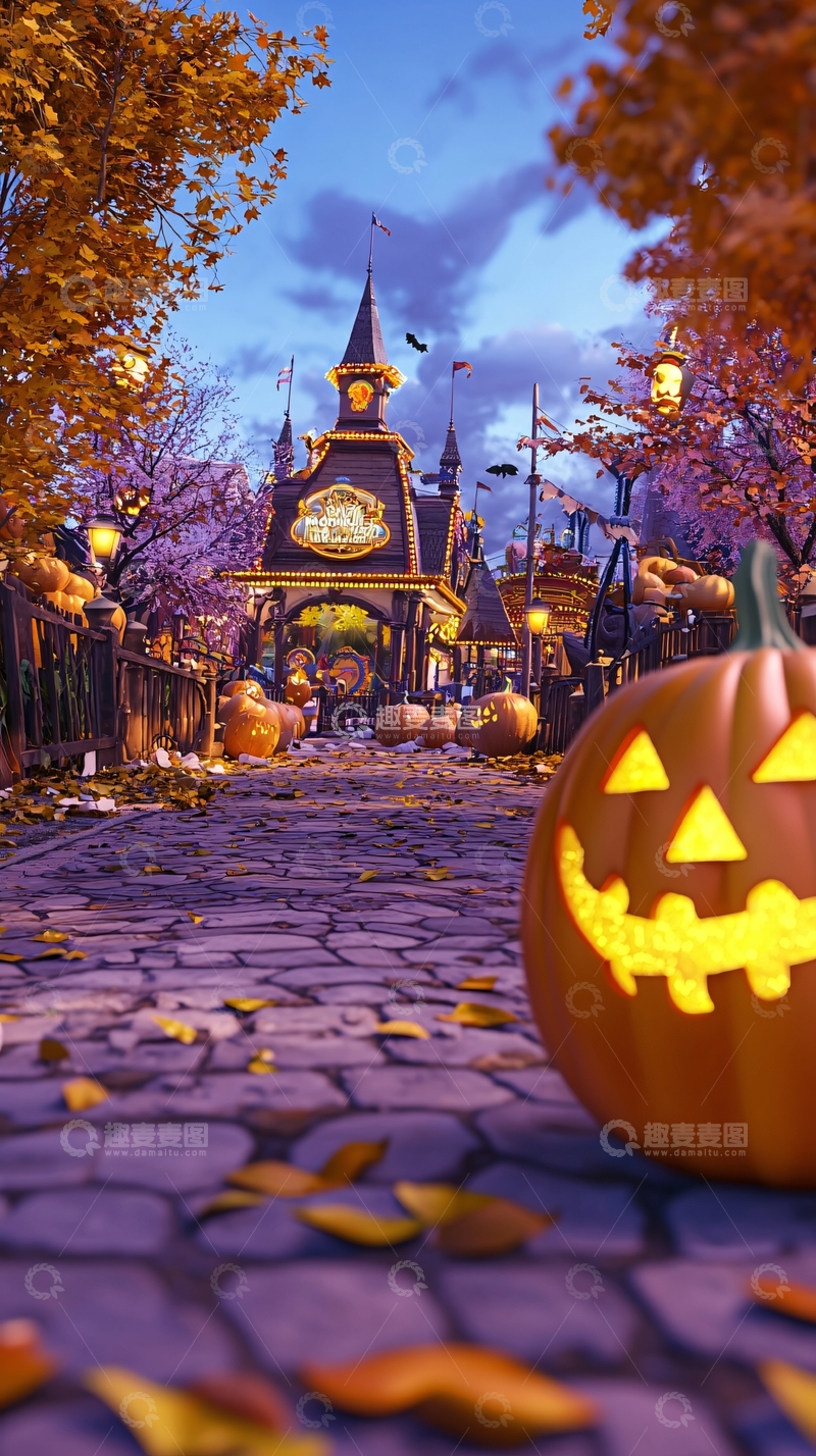 高清大图下载【趣麦麦图】万圣节主题公园夜景