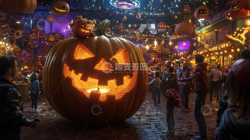 高清大图下载【趣麦麦图】万圣节南瓜灯集市